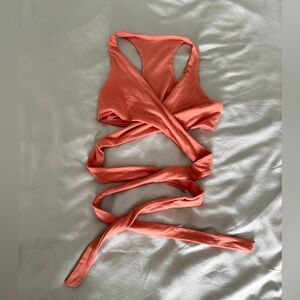 Laina Rauma Dance Class Superfine Jersey Racerback Wrap Top in Orange size S